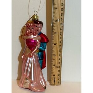 Santa's Best European Style Glass Ornament, Disney Sleeping Beauty & Prince